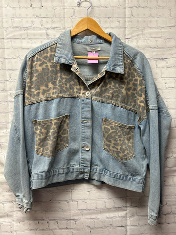 Size Medium Ladies Denim Animal Print Jacket