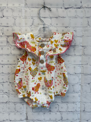 Size 0-3 Months Girl's White Print Mudpie Onesie