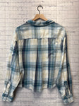 Size Medium Ladies Blue Plaid American Eagle Blouse