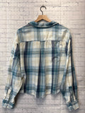 Size Medium Ladies Blue Plaid American Eagle Blouse