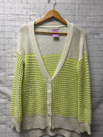 Size Small Ladies White Print LUSH Cardigan