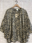 Size 1X Ladies Tan Animal Print EASEL Blouse