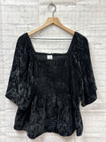 Size 2X Ladies Black Velour Blouse