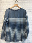 Size Medium Ladies Blue Stripe Jane + Delancey Top
