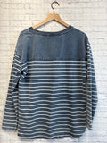 Size Medium Ladies Blue Stripe Jane + Delancey Top