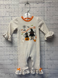 Size 9 Months Girl's White Stripe Jumpsuit