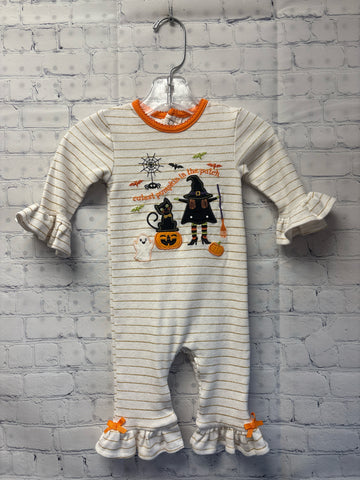 Size 9 Months Girl's White Stripe Jumpsuit