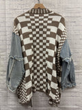 Size Large Ladies Brown Checked BIBI Cardigan