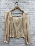 Size Medium Ladies Cream blu pepper Blouse