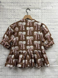 Size Small Ladies Brown Print Entro Blouse