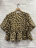 Size Large Ladies Cream Animal Print Entro Blouse