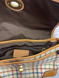 Ladies Cream Plaid Coach Purse