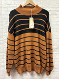 Size XL Ladies Brown Stripe Sweater