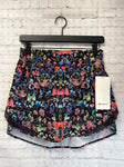 Size 6 Ladies Black Floral lulu lemon Workout Shorts