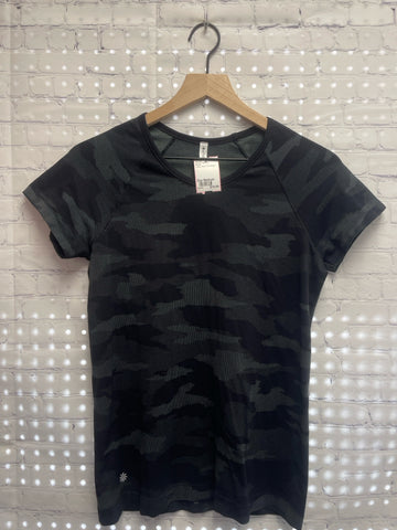 Size Medium Ladies Black Camoflage Athleta Workout Top