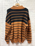 Size XL Ladies Brown Stripe Sweater