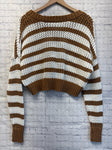 Size Small Ladies Brown Stripe Aerie Sweater