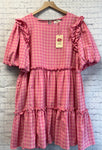 Size XL Ladies Pink Checked Entro Dress